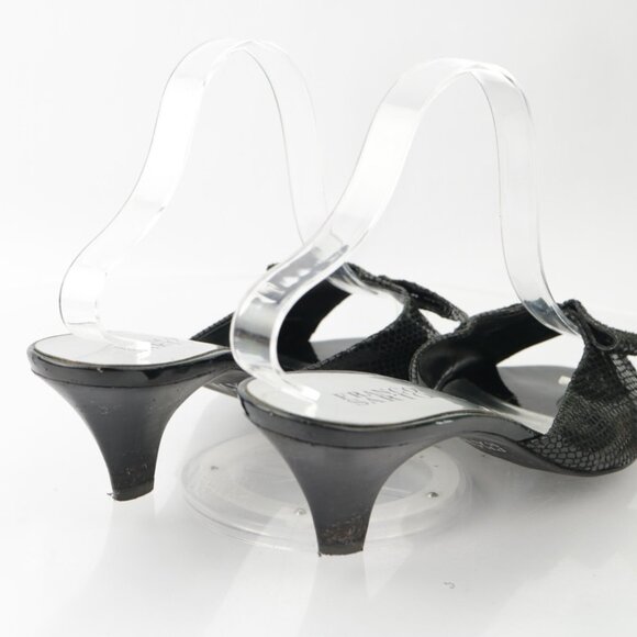 Franco Sarto Womens Narate Sandal Size 9.5 Black Python Cone Heel Mule Slide - Picture 4 of 15
